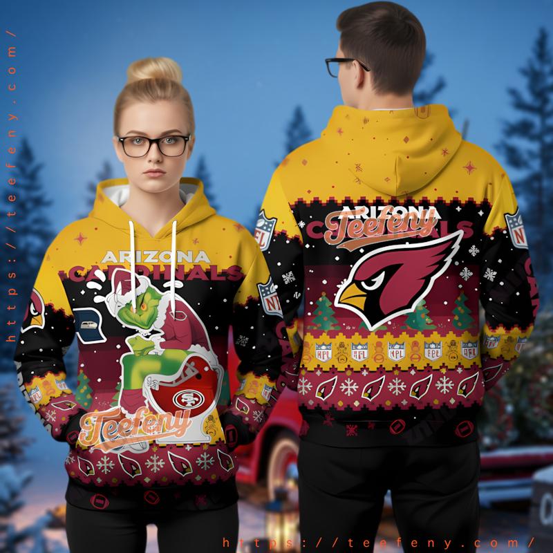 Arizona Cardinals Grinch Naughty Ugly Christmas 3D Hoodie