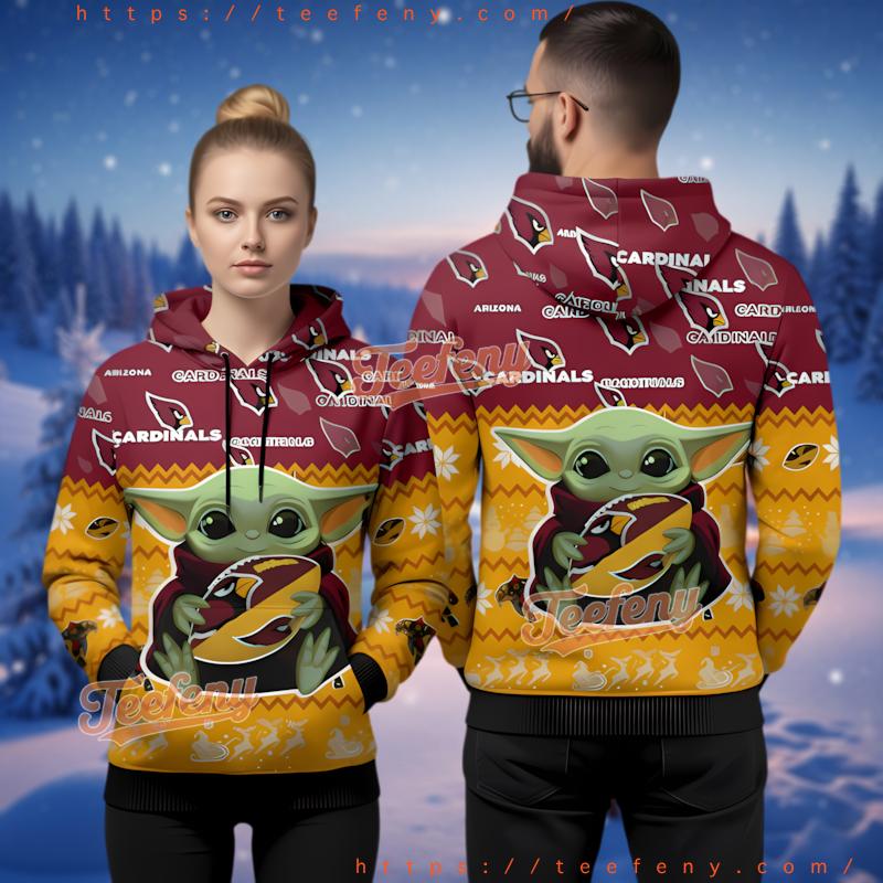Arizona Cardinals Grogu Football Ugly Christmas 3D Hoodie Star Wars