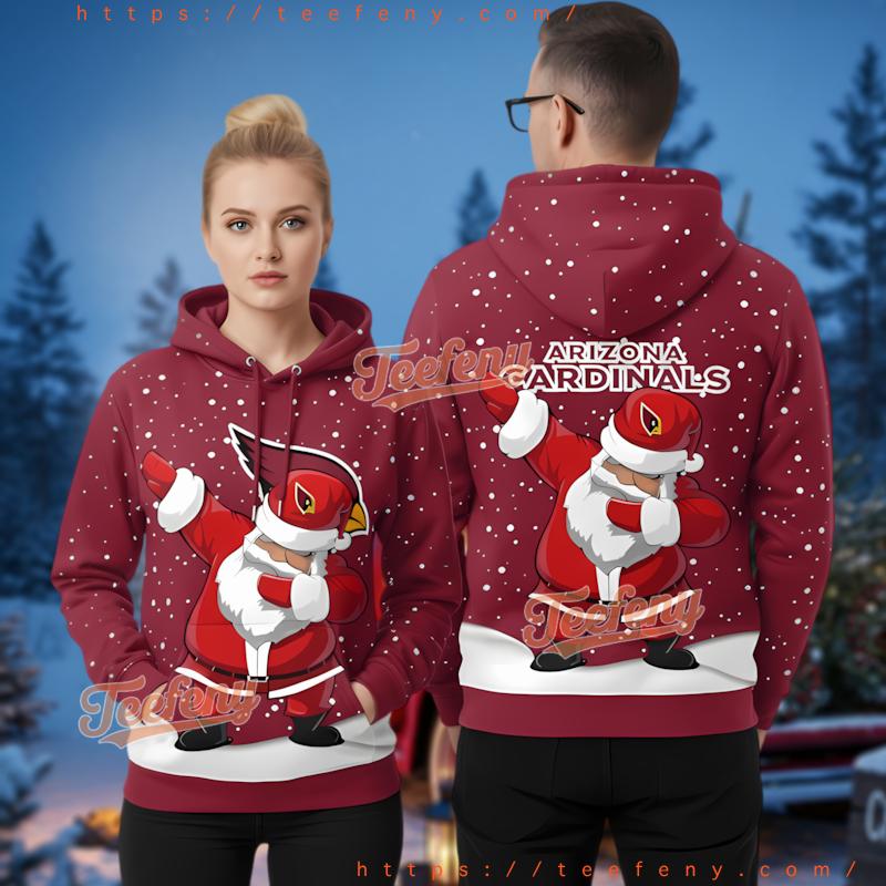 Arizona Cardinals Santa Claus Dab Dance Ugly Christmas 3D Hoodie