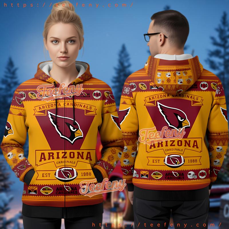 Arizona Cardinals Ugly Christmas 3D Hoodie Est 1988 Unisex Gear
