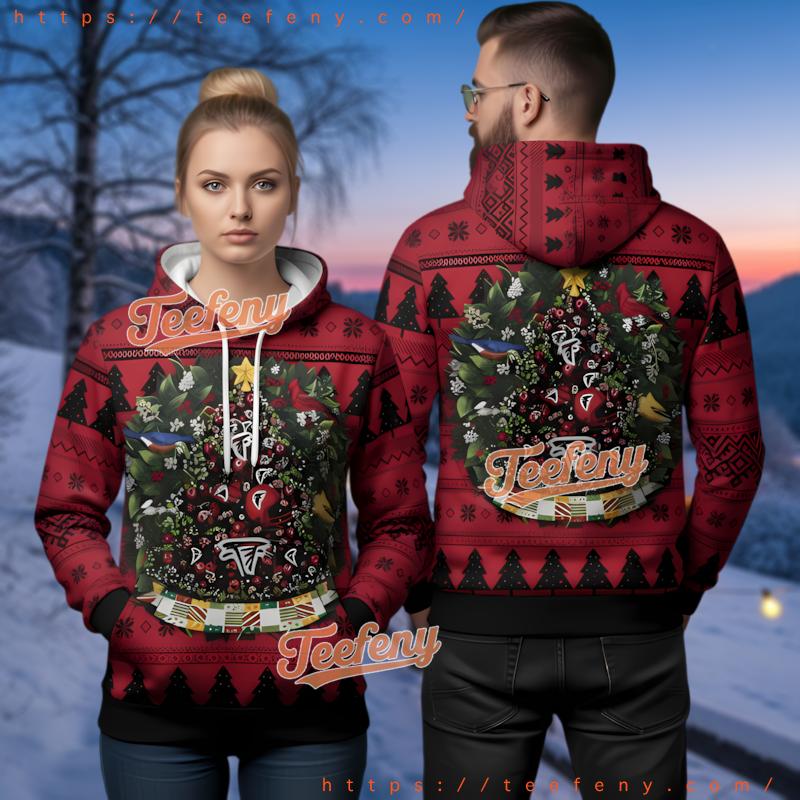 Atlanta Falcons Christmas Wreath Festive Ugly Christmas 3D Hoodie
