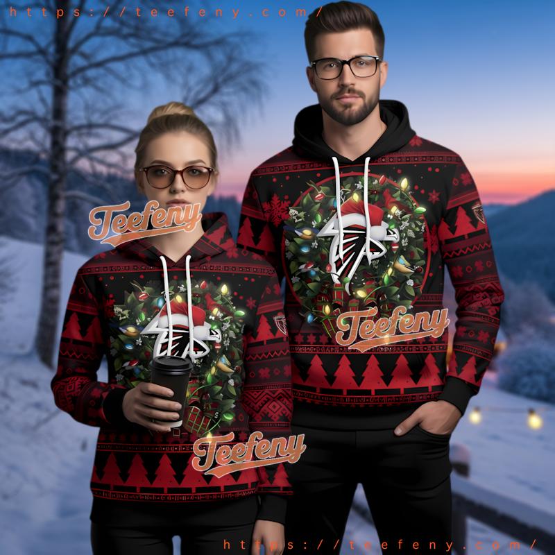 Atlanta Falcons Christmas Wreath Ugly Christmas 3D Hoodie Youth