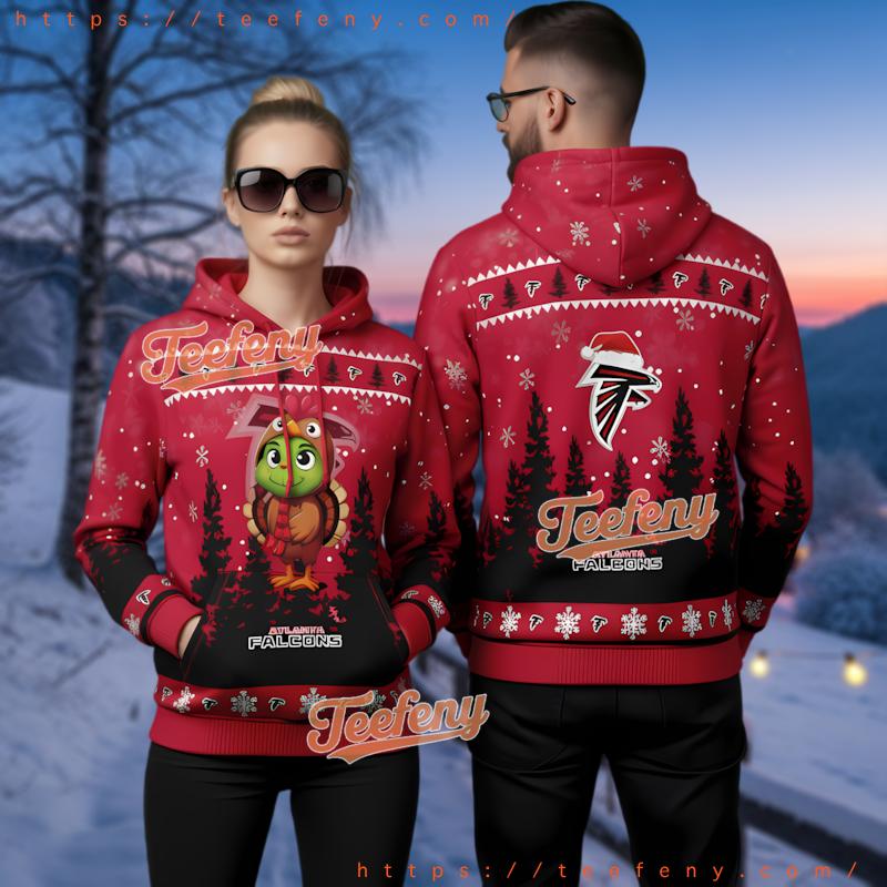 Atlanta Falcons Grinch Turkey Ugly Christmas 3D Hoodie Nfl