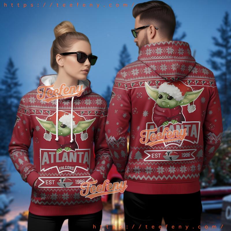 Atlanta Falcons Grogu Ugly Christmas 3D Hoodie Star Wars Nfl