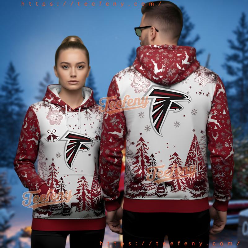 Atlanta Falcons Logo Reindeer Trees Holiday Ugly 3D Hoodie