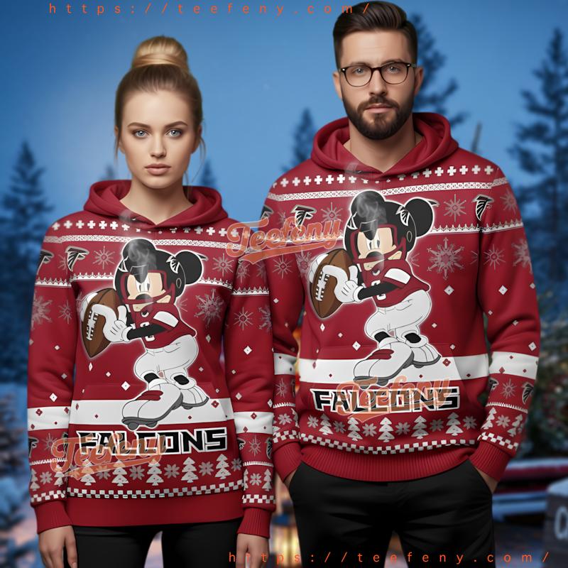 Atlanta Falcons Mickey Mouse Ugly Christmas 3D Hoodie Disney Nfl