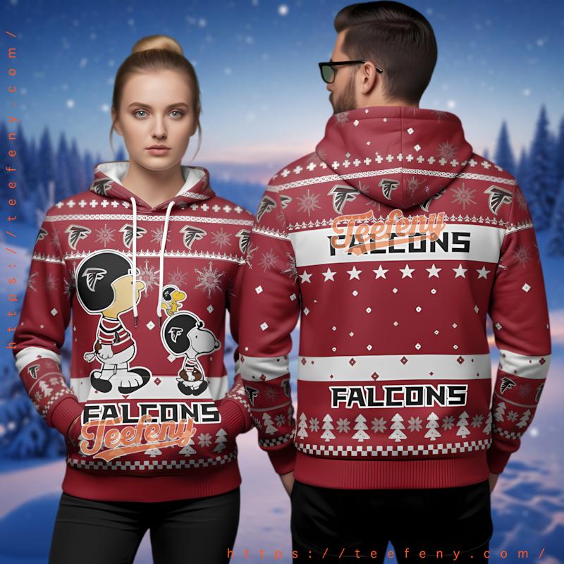 Atlanta Falcons Peanuts Snoopy Charlie Brown Ugly Christmas 3D Hoodie