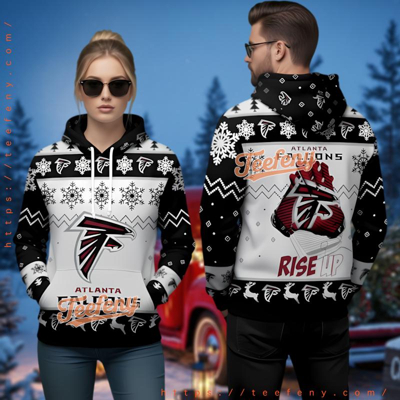 Atlanta Falcons Rise Up Ugly Christmas 3D Hoodie Snowflake