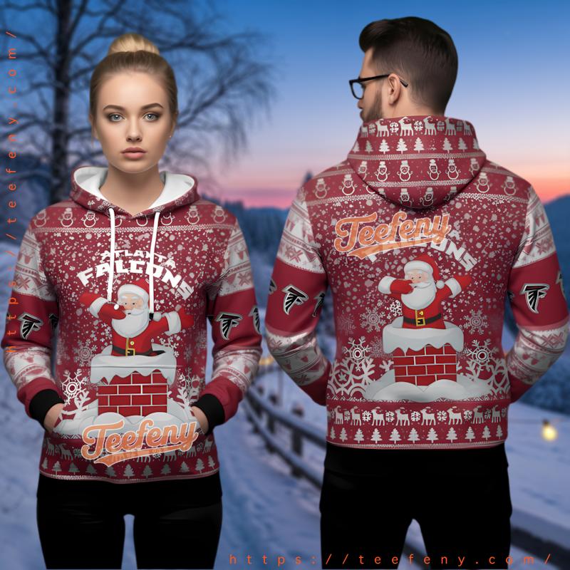 Atlanta Falcons Santa Claus Chimney Funny Ugly Christmas 3D Hoodie