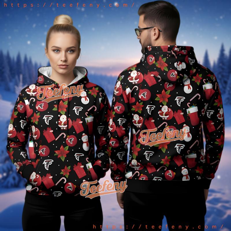 Atlanta Falcons Santa Snowman Ugly Christmas 3D Hoodie Pattern