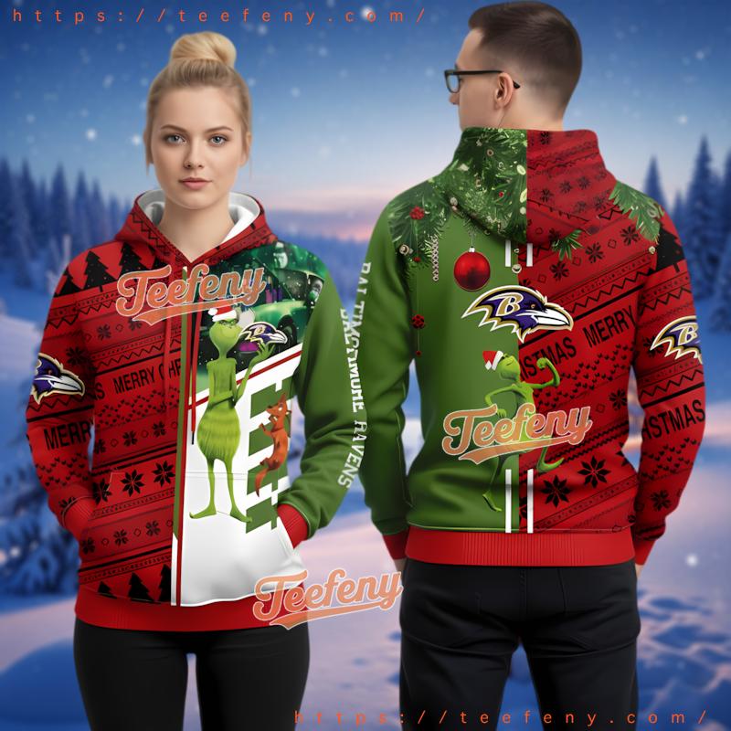 Baltimore Ravens Grinch Max Dog Ugly Christmas 3D Hoodie