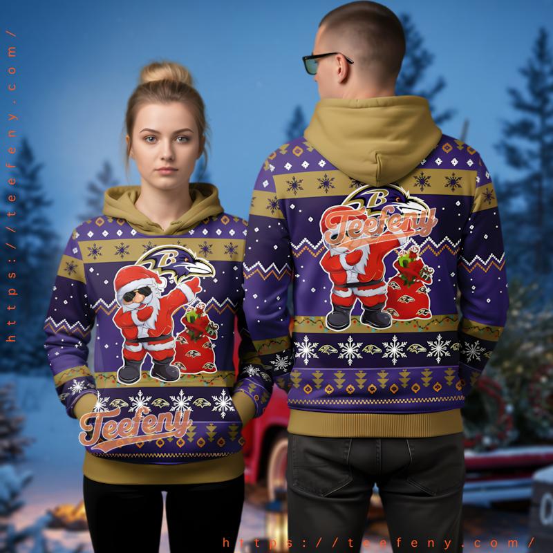 Baltimore Ravens Naughty Santa Ugly Christmas 3D Hoodie