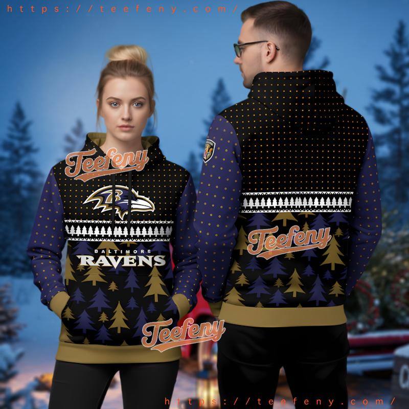 Baltimore Ravens Official Ugly Christmas 3D Hoodie Gear