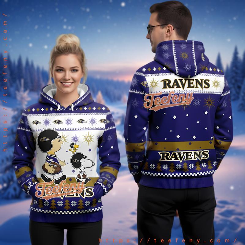 Baltimore Ravens Personalized Ugly Christmas 3D Hoodie Custom Fan Baltimore Ravens Personalized Ugly Christmas 3D Hoodie Custom Fan