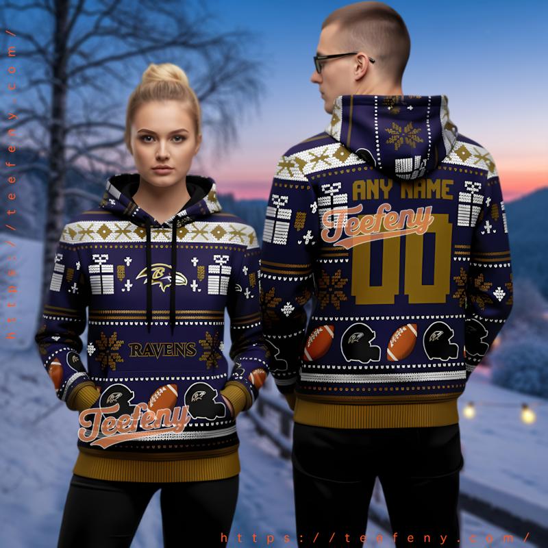 Baltimore Ravens Peanuts Characters Ugly Christmas 3D Hoodie Gift Baltimore Ravens Peanuts Characters Ugly Christmas 3D Hoodie Gift