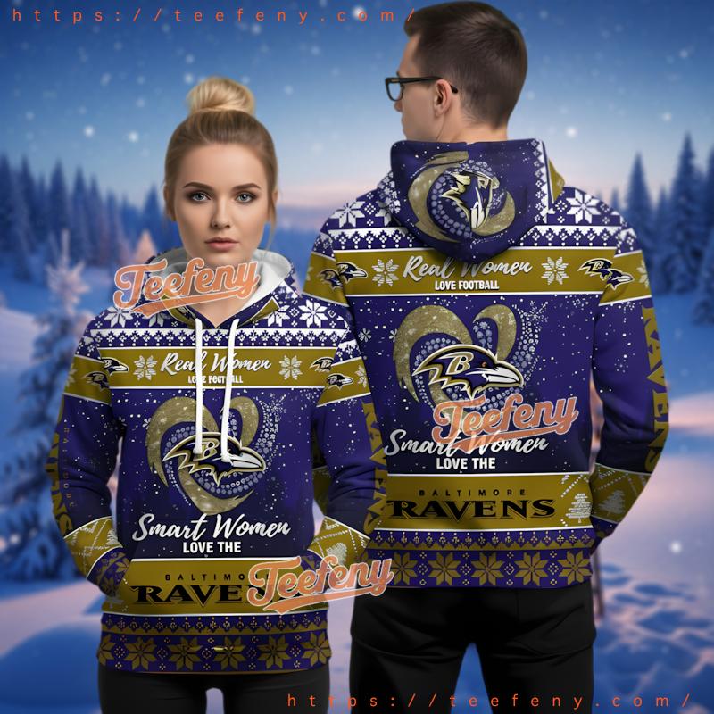 Baltimore Ravens Real Women Love Ugly Christmas 3D Hoodie
