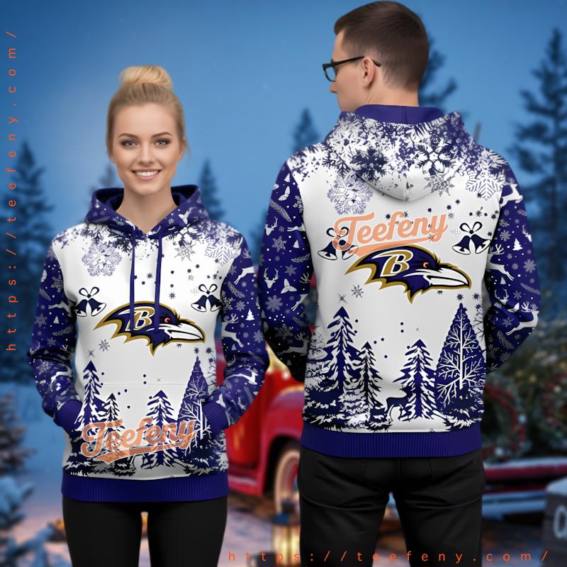 Baltimore Ravens Winter Wonderland Ugly Christmas 3D Hoodie