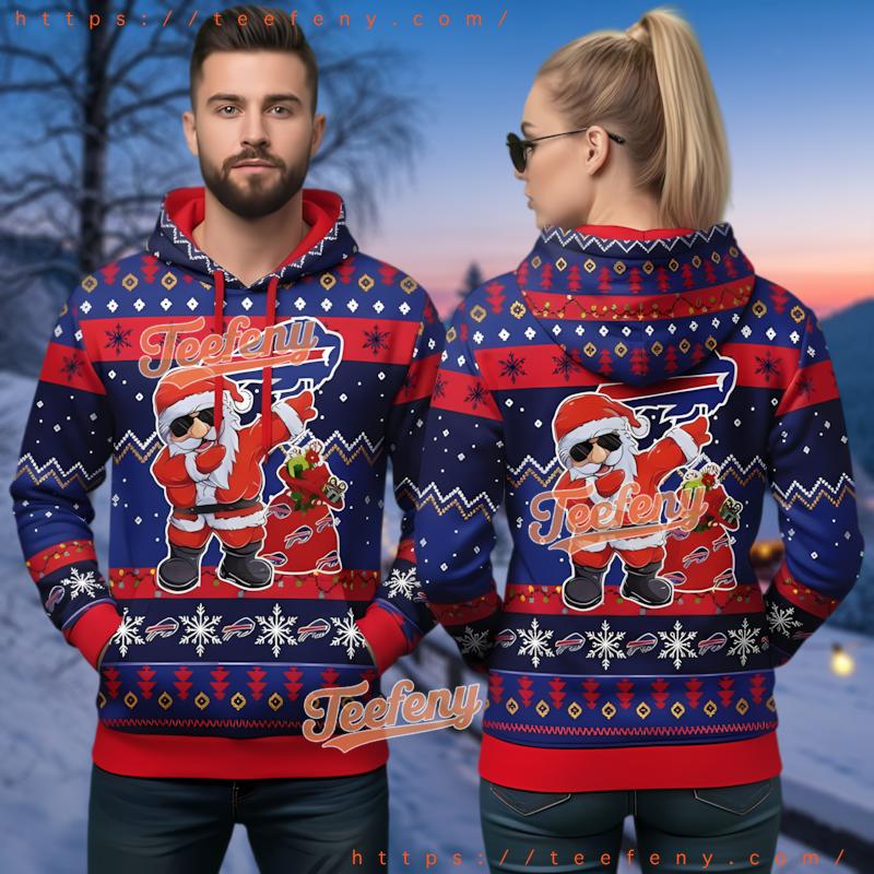 Buffalo Bills Christmas Dabbing Santa 3D Ugly Hoodie