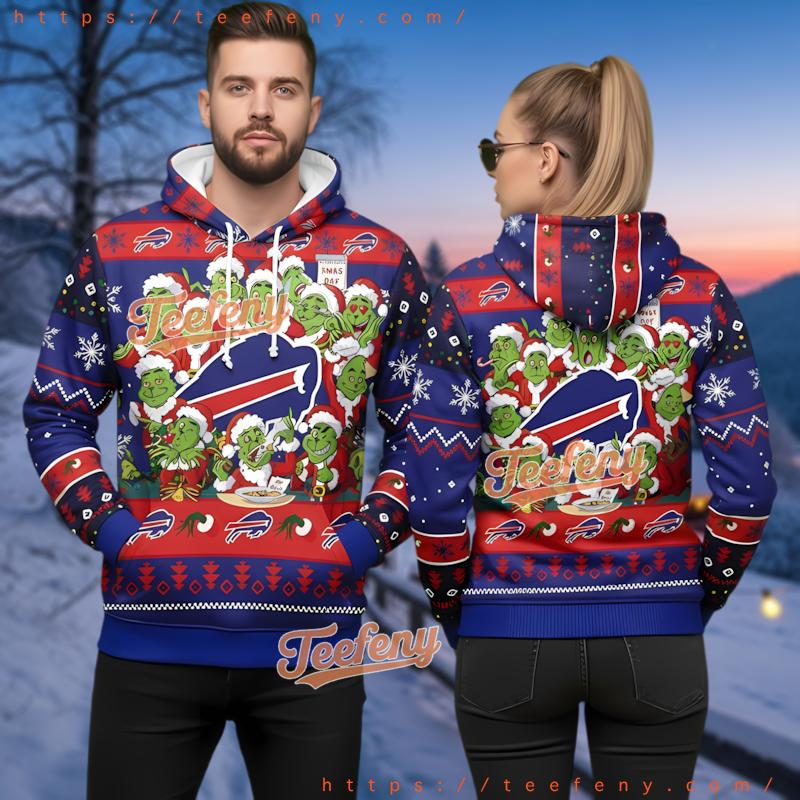 Buffalo Bills Christmas Day Grinch 3D Ugly Hoodie Xmas Party