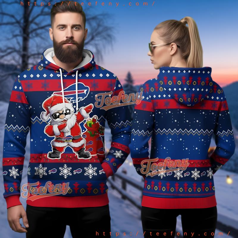 Buffalo Bills Dabbing Santa Claus 3D Ugly Christmas Hoodie