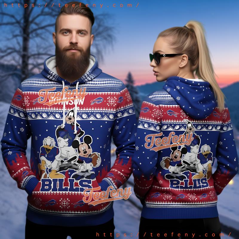 Buffalo Bills Disney Ugly Christmas 3D Hoodie Mickey Donald