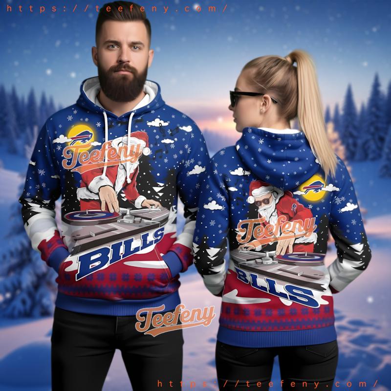 Buffalo Bills Dj Santa Claus 3D Ugly Christmas Hoodie Funny