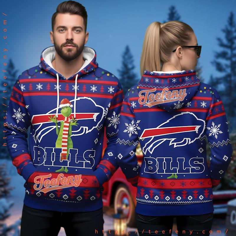 Buffalo Bills Grinch Merry Christmas 3D Ugly Hoodie