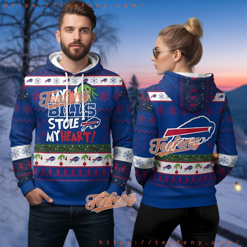 Buffalo Bills Grinch Stole My Heart 3D Ugly Christmas Hoodie