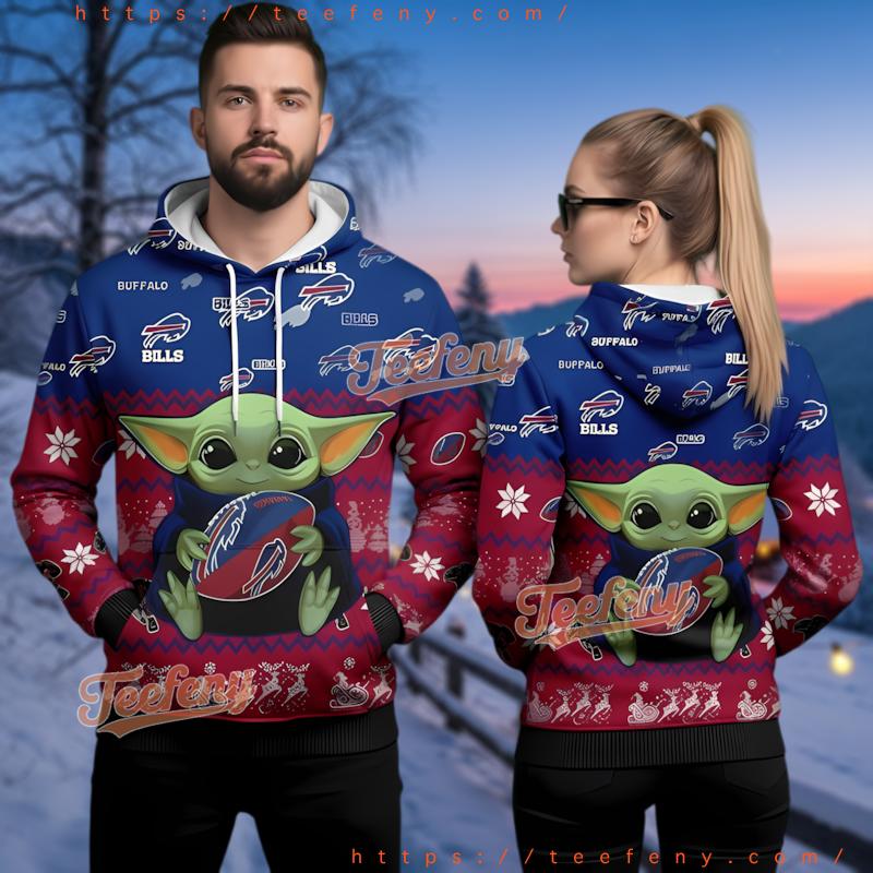 Buffalo Bills Grogu Character Ugly Christmas Hoodie 3D Holiday