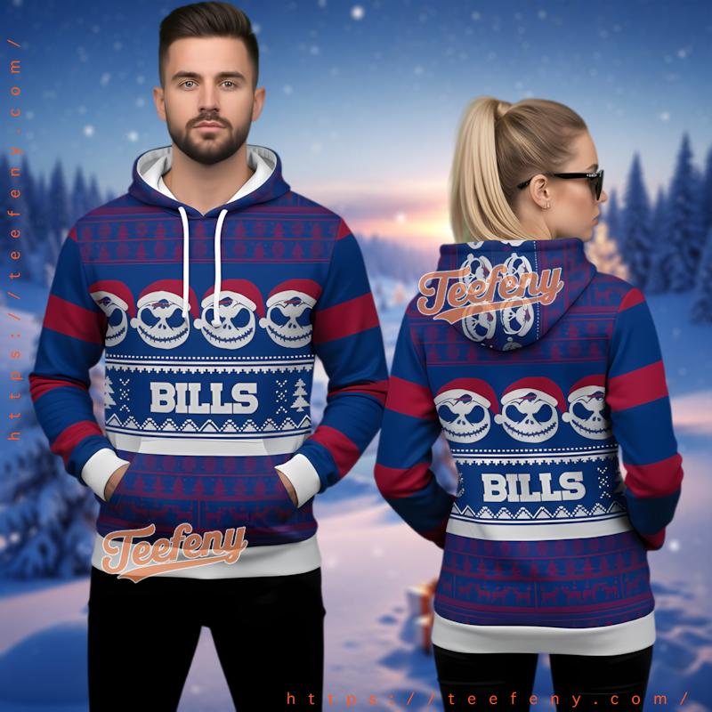 Buffalo Bills Jack Skellington Face Ugly Christmas Hoodie 3D