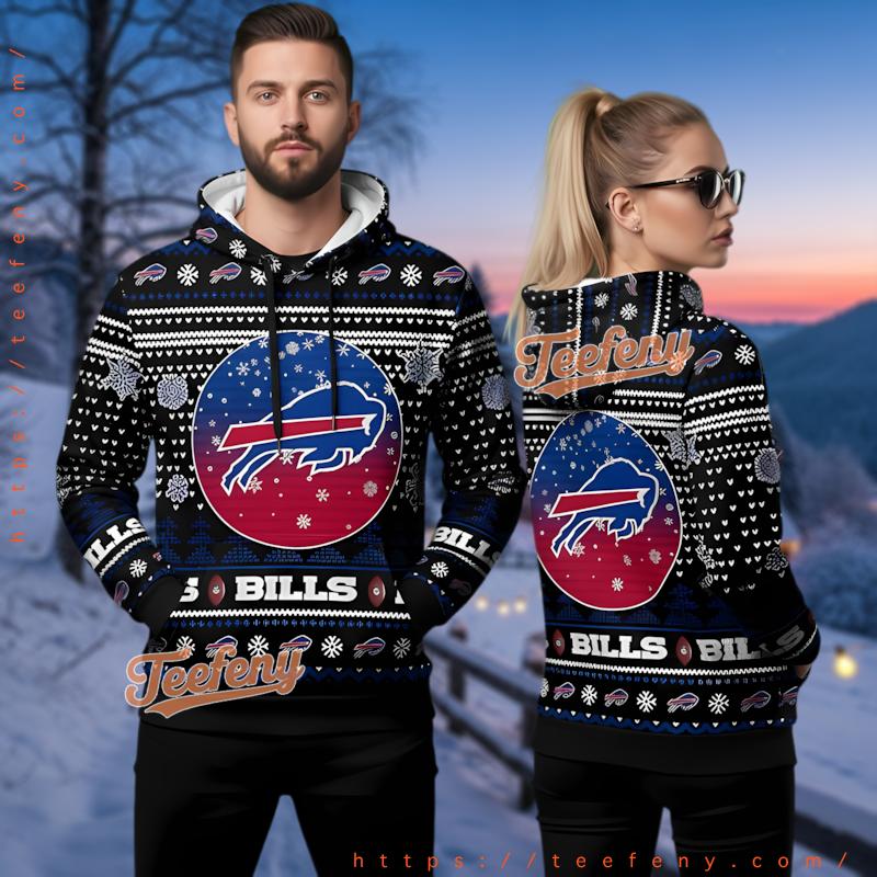 Buffalo Bills Logo Circle 3D Ugly Christmas Hoodie Fan Gift