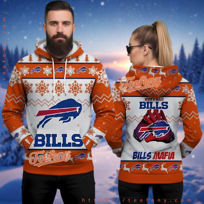 Buffalo Bills Mafia Receiver Gloves Ugly Christmas 3D Hoodie