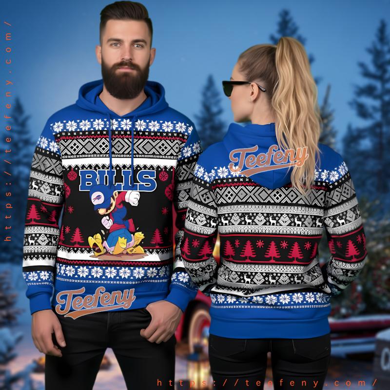 Buffalo Bills Mario Ugly Christmas 3D Hoodie