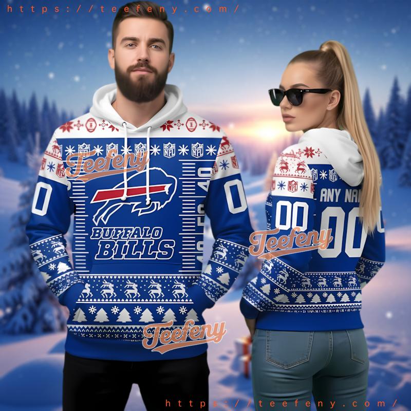 Buffalo Bills Personalized Ugly Christmas 3D Hoodie Name Number