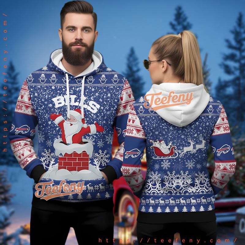 Buffalo Bills Santa Claus Blue Ugly Christmas 3D Hoodie