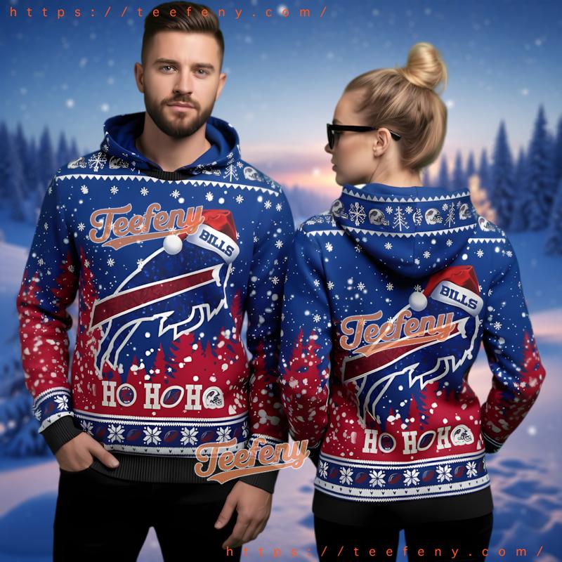 Buffalo Bills Santa Hat Logo 3D Ugly Christmas Hoodie