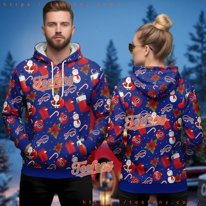 Buffalo Bills Santa Snowman 3D Ugly Christmas Hoodie Fan