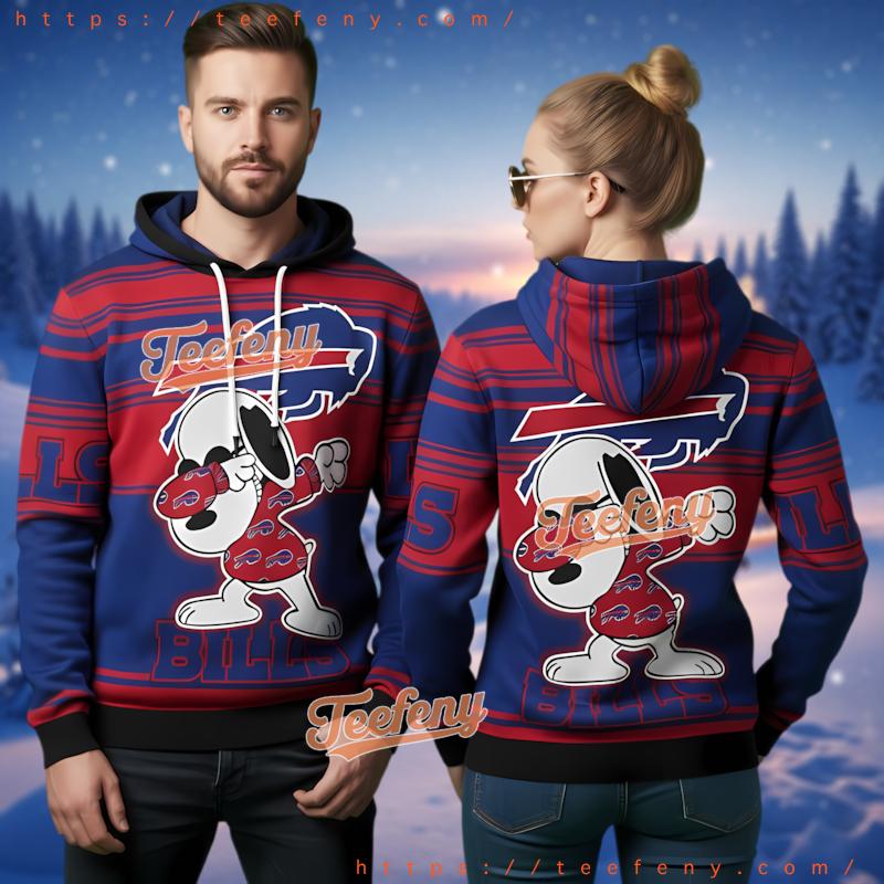 Buffalo Bills Snoopy Dabbing 3D Ugly Christmas Hoodie Funny
