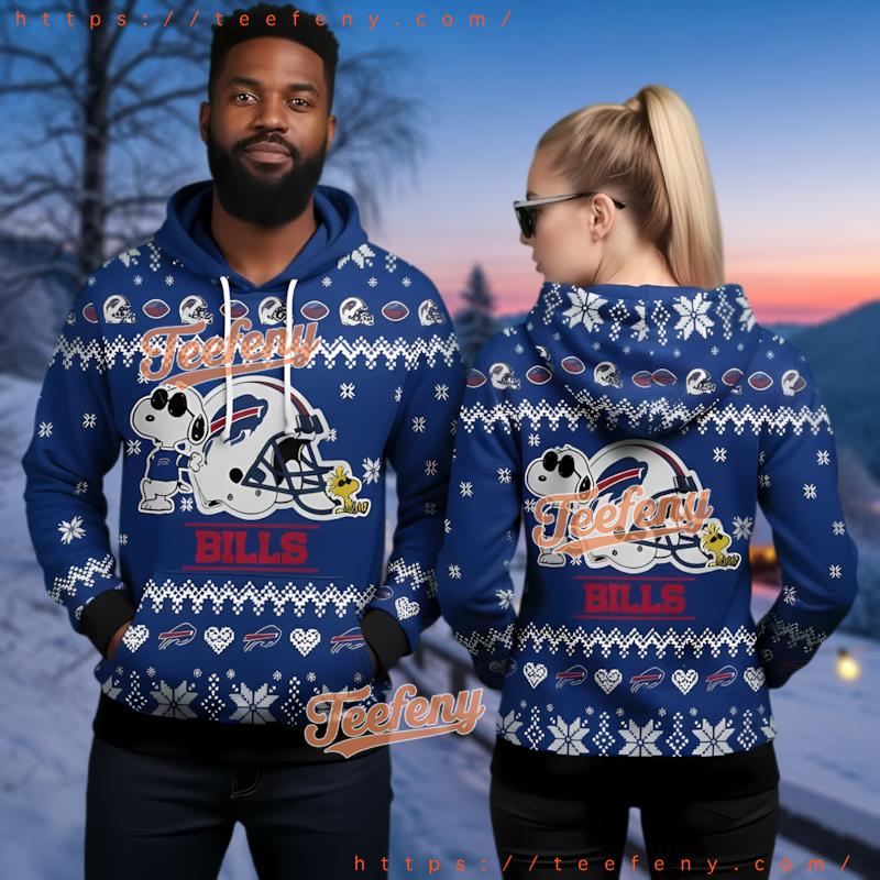Buffalo Bills Snoopy Helmet 3D Ugly Christmas Hoodie