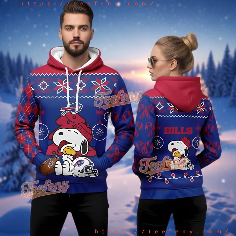 Buffalo Bills Snoopy Woodstock Ugly Christmas 3D Hoodie Fans