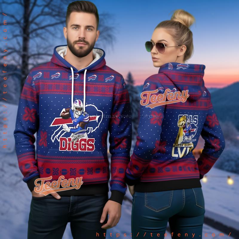 Buffalo Bills Stefon Diggs Super Bowl Ugly Christmas Hoodie 3D