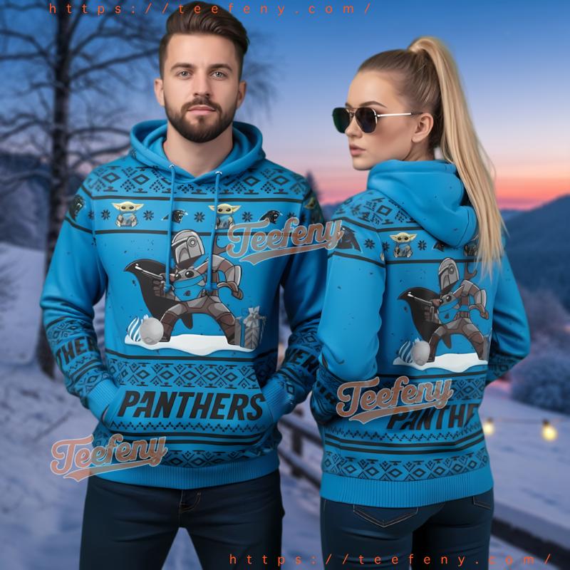 Carolina Panthers Custom Name Number Ugly Christmas 3D Pullover Hoodie