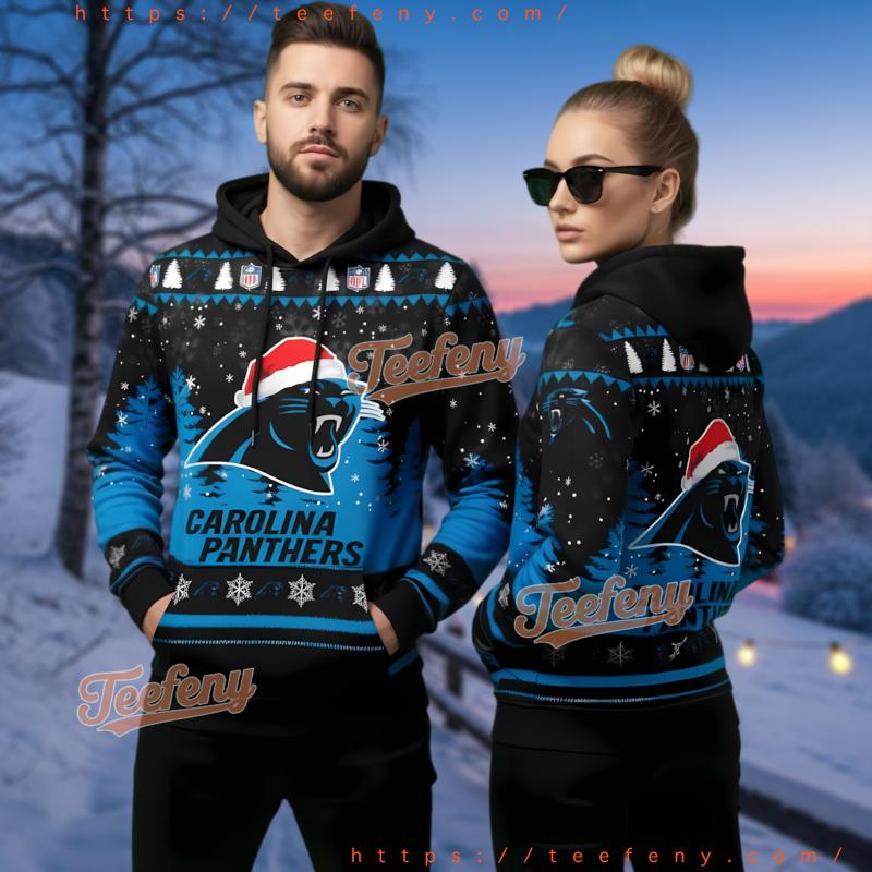 Carolina Panthers Christmas Logo Ugly 3D Hoodie Winter Theme