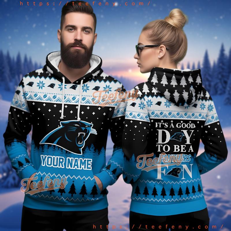 Carolina Panthers Boba Fett Grogu Ugly Christmas 3D Hoodie Carolina Panthers Boba Fett Grogu Ugly Christmas 3D Hoodie