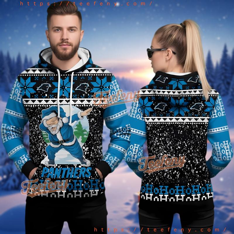 Carolina Panthers Dabbing Santa Ugly Christmas 3D Hoodie