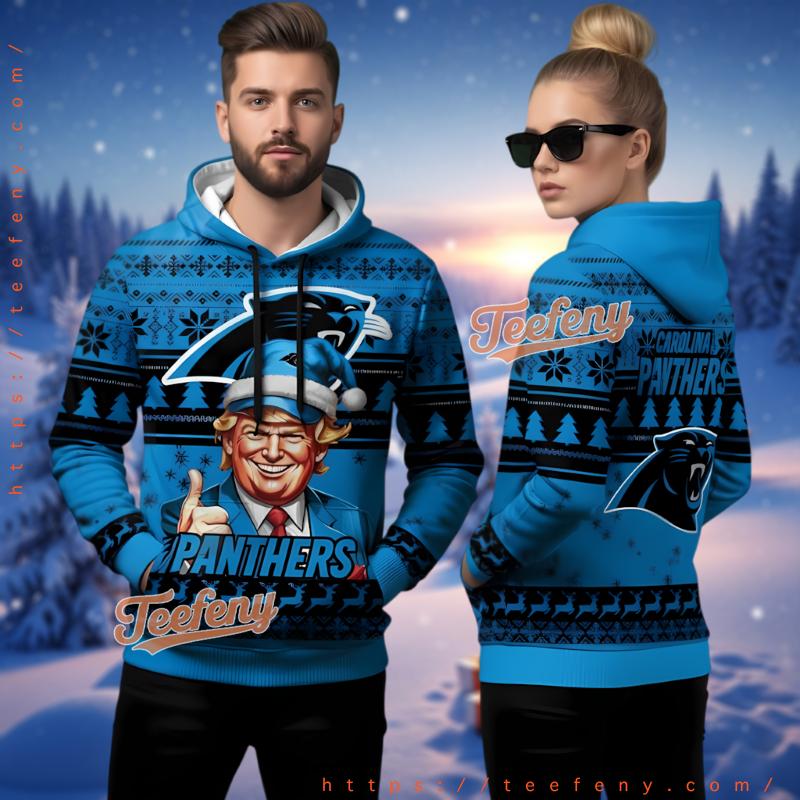 Carolina Panthers Donald Trump Ugly Christmas 3D Hoodie