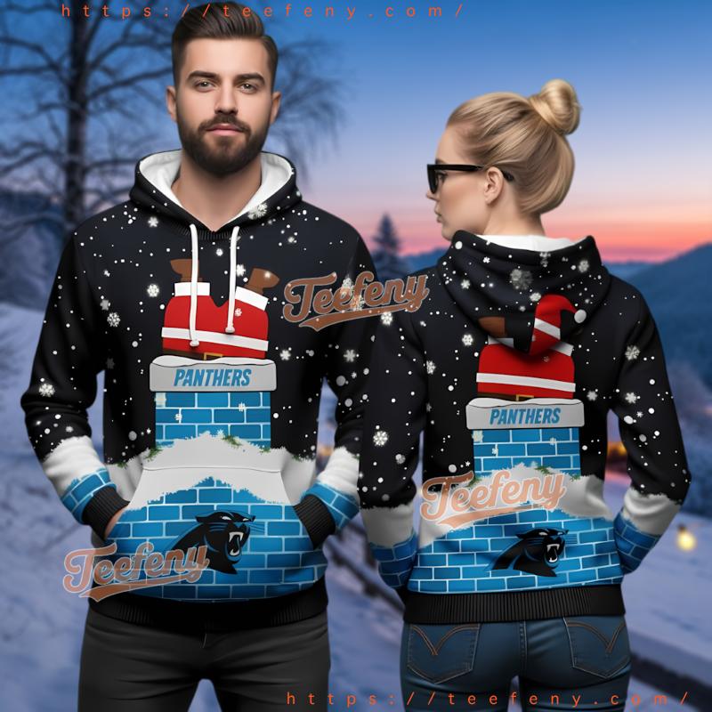 Carolina Panthers Funny Santa Chimney Ugly 3D Pullover Hoodie