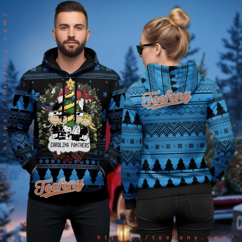 Carolina Panthers Peanuts Snoopy Charlie Brown Ugly Christmas 3D Hoodie