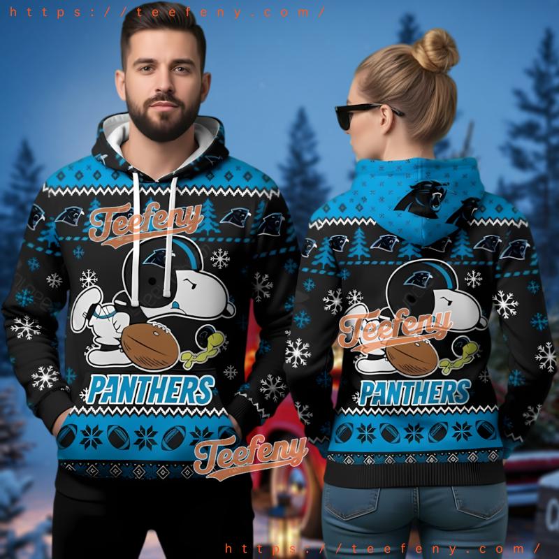 Carolina Panthers Peanuts Snoopy Christmas Ugly 3D Hoodie
