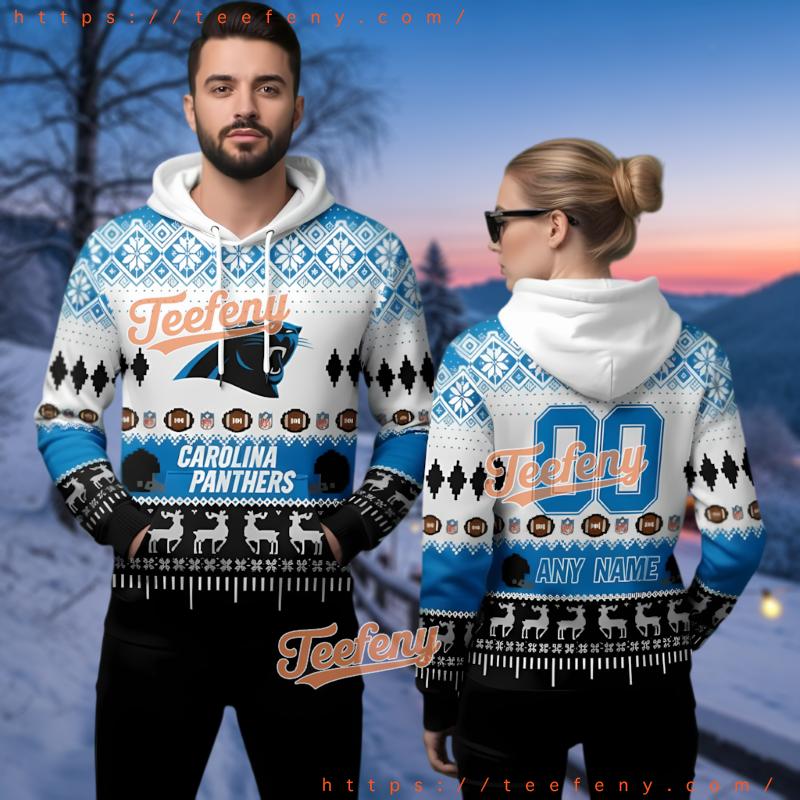Carolina Panthers Personalized Christmas Pattern Ugly 3D Hoodie
